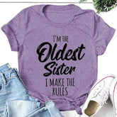 Eu sou a irmã mais velha da moda com estampa de letras femininas com slogan